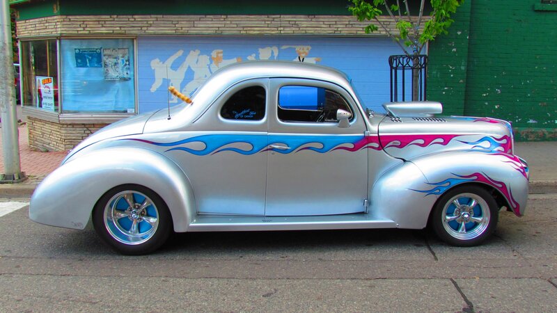 Silver Custom Car — Calm, Afternoon, Photograph, Building