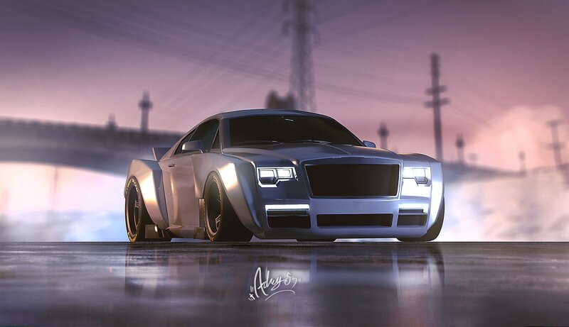 Silver Custom Car — Purple, Dramatic