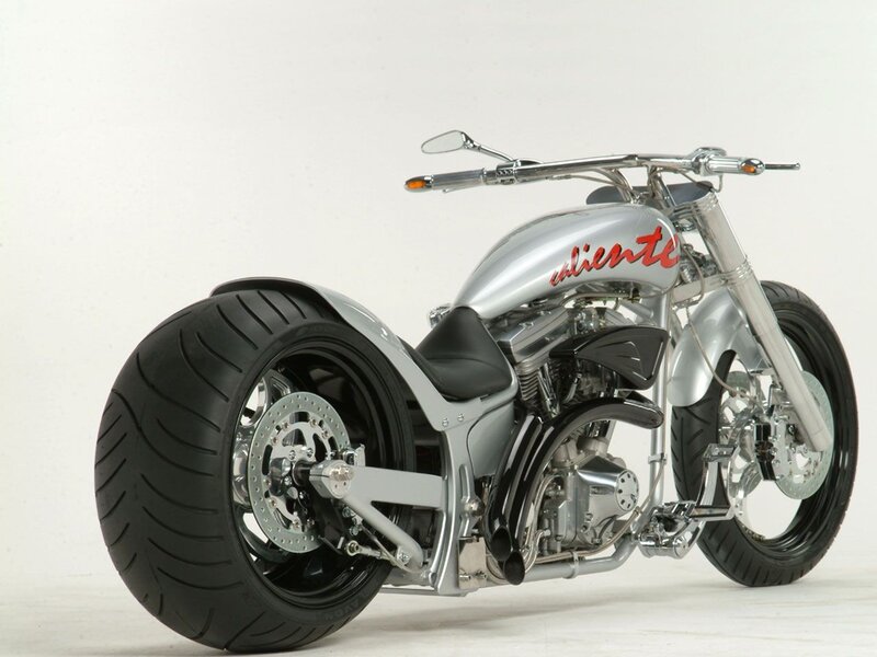silver custom chopper motorcycle
