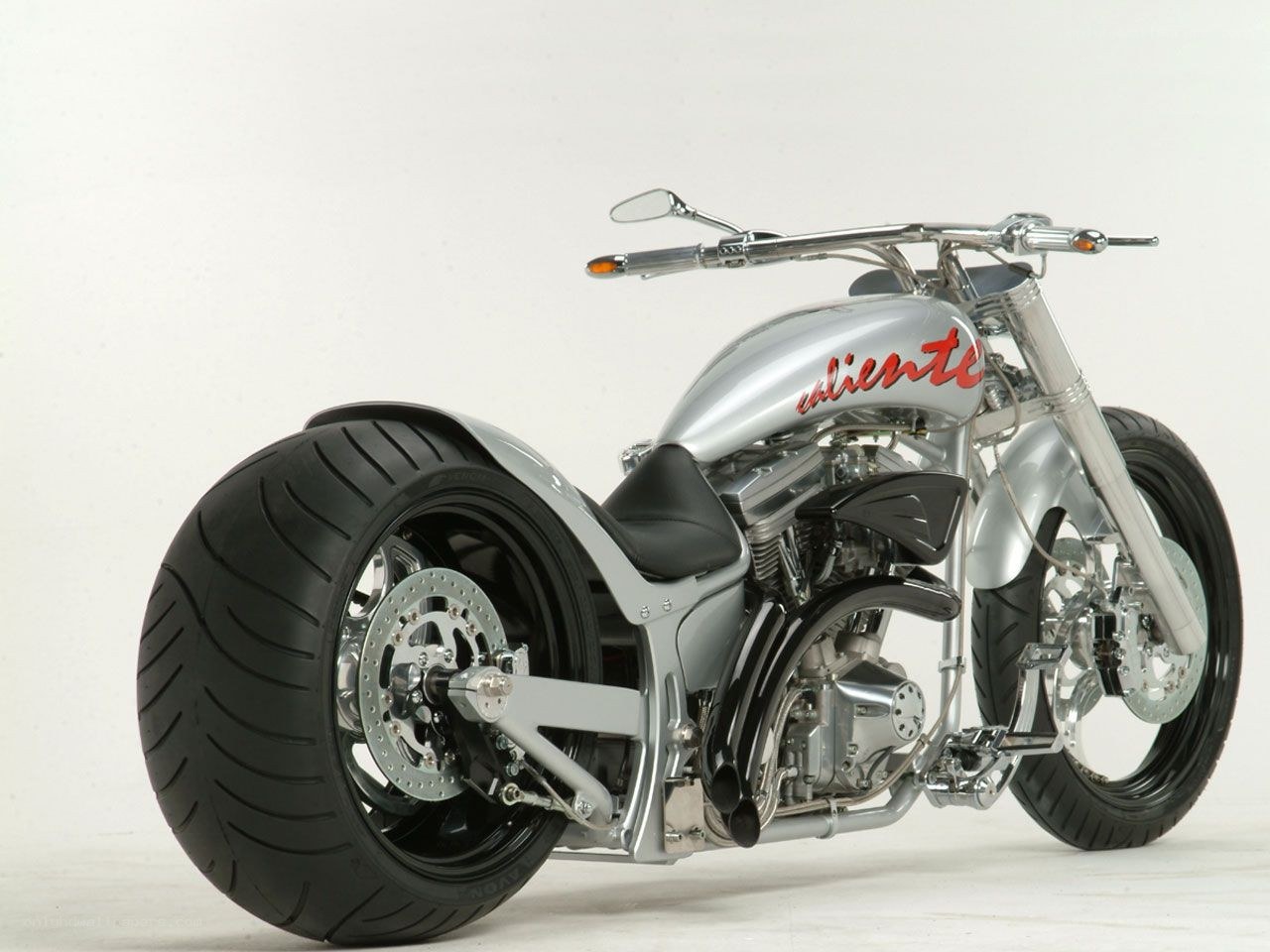 silver custom chopper motorcycle