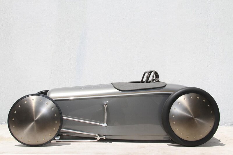 silver custom hot rod car