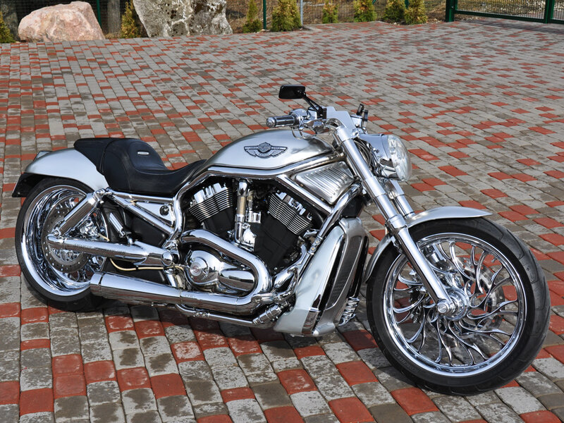 Silver Custom Motorcycle — Calm, Afternoon