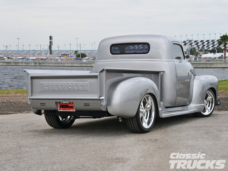 Silver Custom Pickup Truck — Calm, Afternoon, Photograph, Race Track