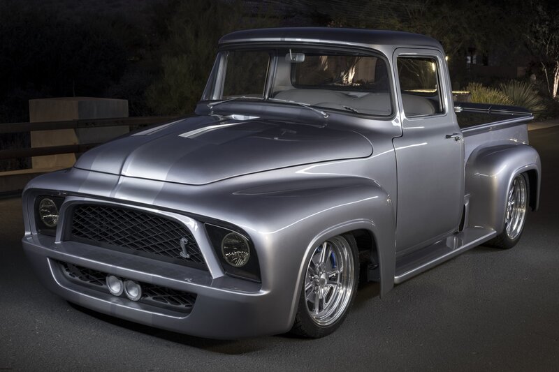Silver Custom Pickup Truck — Dramatic, Night