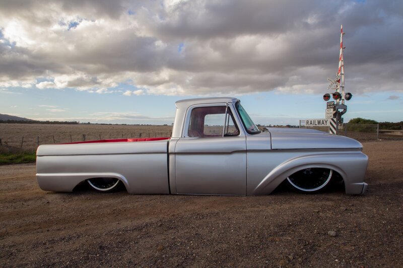 Silver Custom Pickup Truck — Dramatic, Sunset