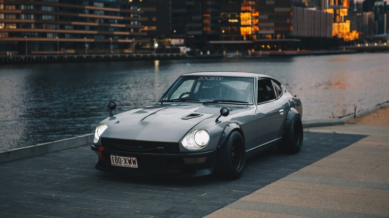 Silver Datsun 240z Car — Gray, Dramatic
