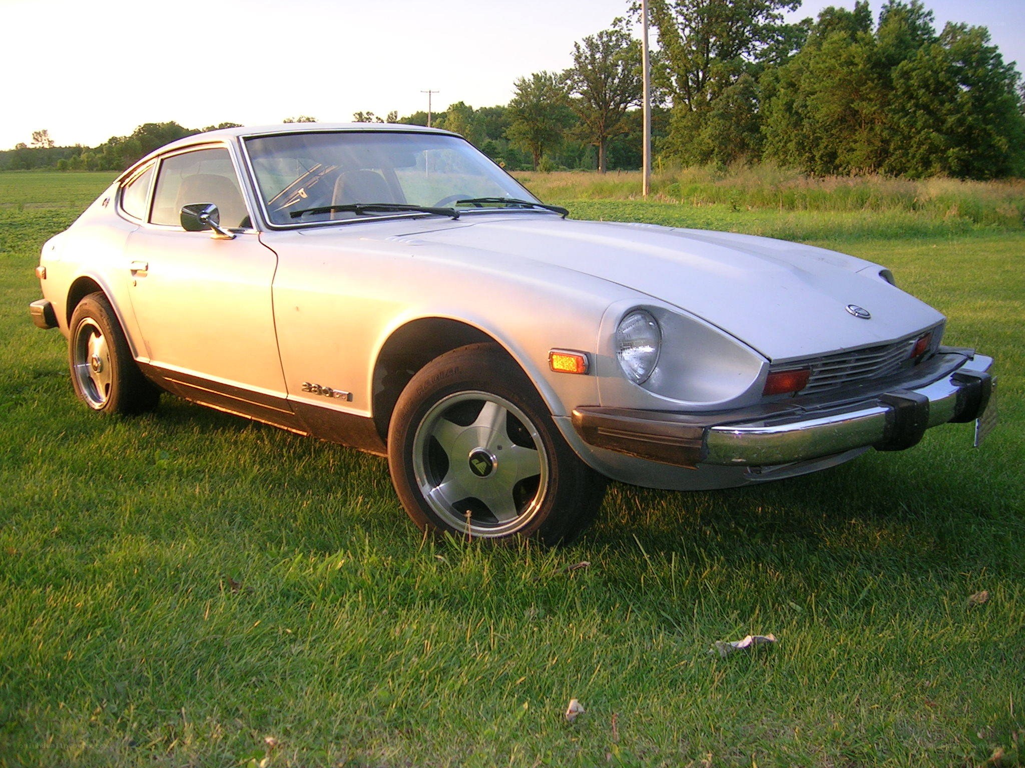 Silver Datsun 280Z on grass