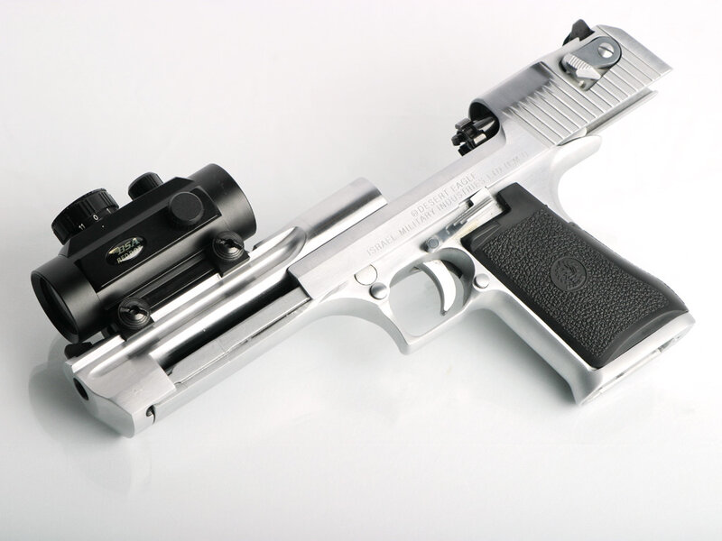 Silver Desert Eagle Pistol — Neutral, Photograph, Scope, Black Grip