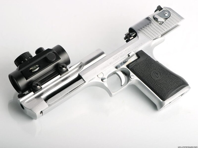 Silver Desert Eagle Pistol — Neutral, Photograph, Scope