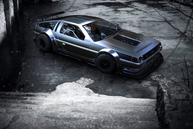 Silver Dmc Delorean Car — Gray