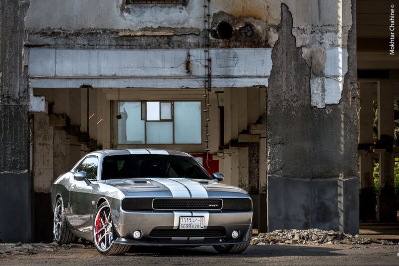 Silver Dodge Challenger — Gray, Dramatic, Afternoon, Photograph