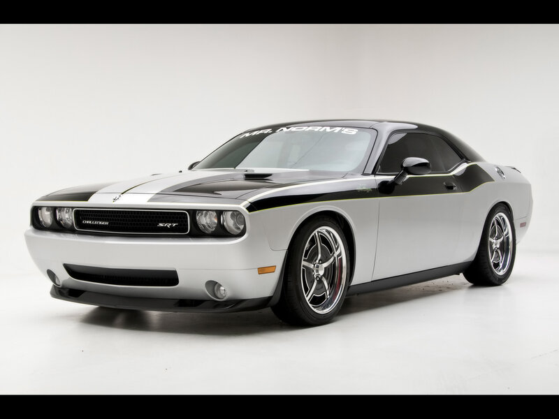 Silver Dodge Challenger — Neutral, Photograph, Car, Black Stripes