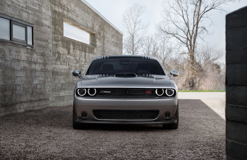 Silver Dodge Challenger parked