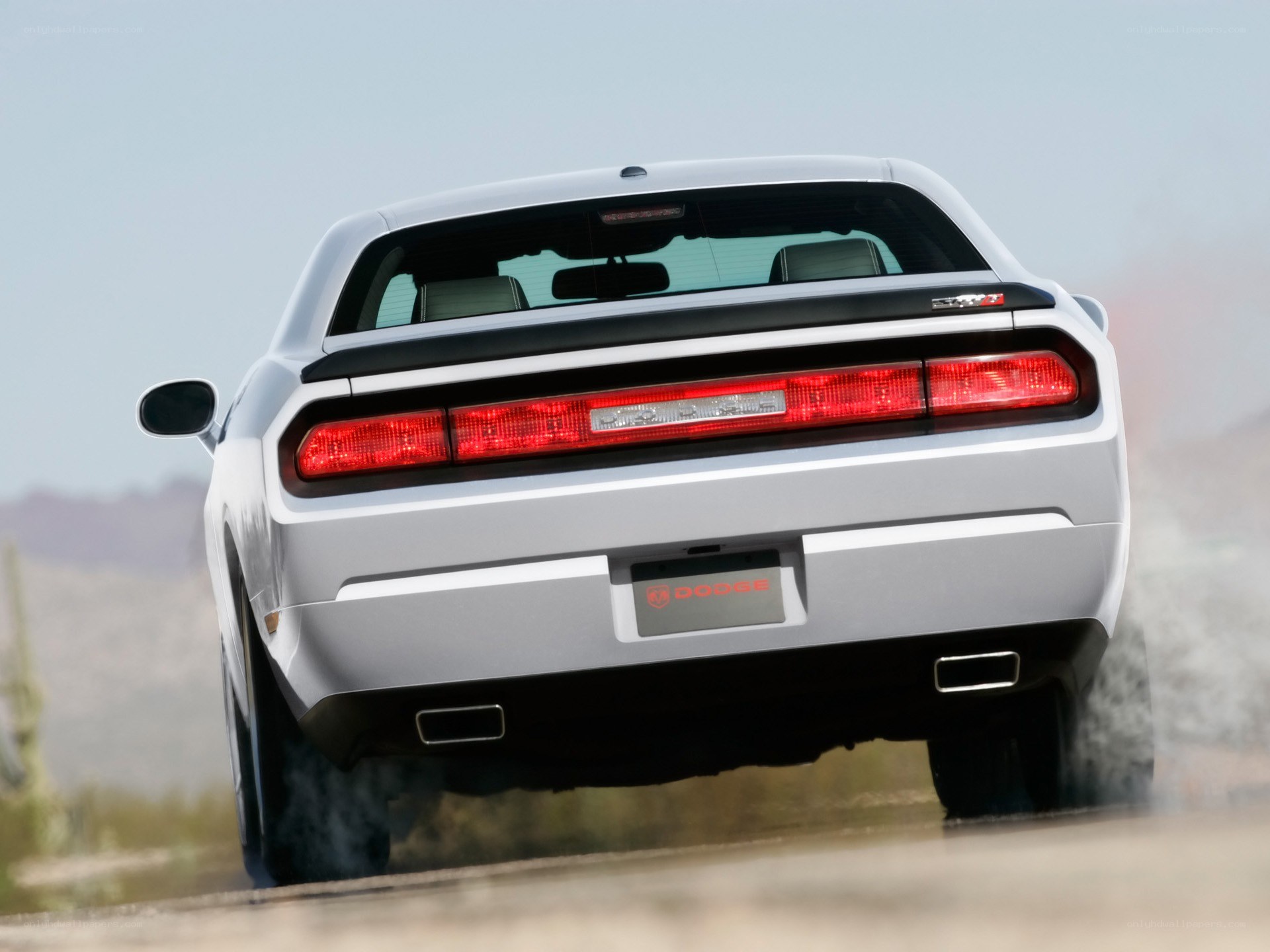 silver dodge challenger rear view