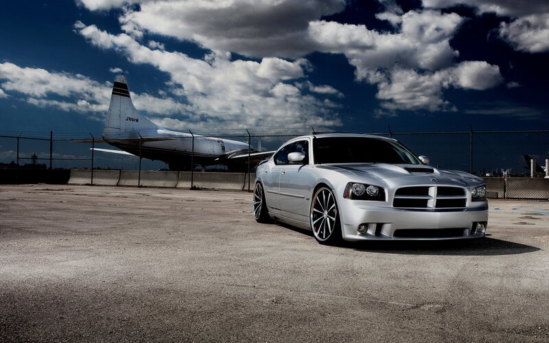 Silver Dodge Charger — Gray, Dramatic, Afternoon, Photograph, Airplane