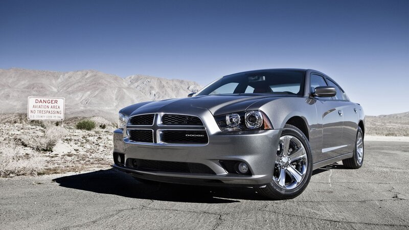 Silver Dodge Charger — Gray, Dramatic, Afternoon, Photograph, Car, Mountains, Sign, Blue