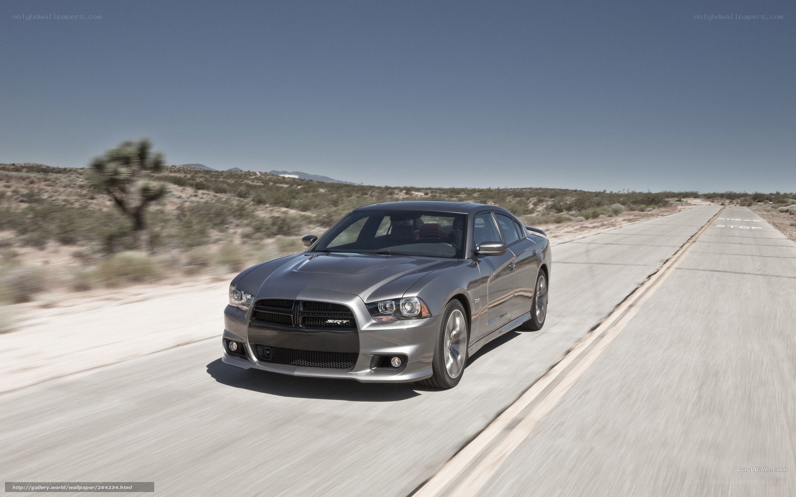 silver dodge charger on desert road