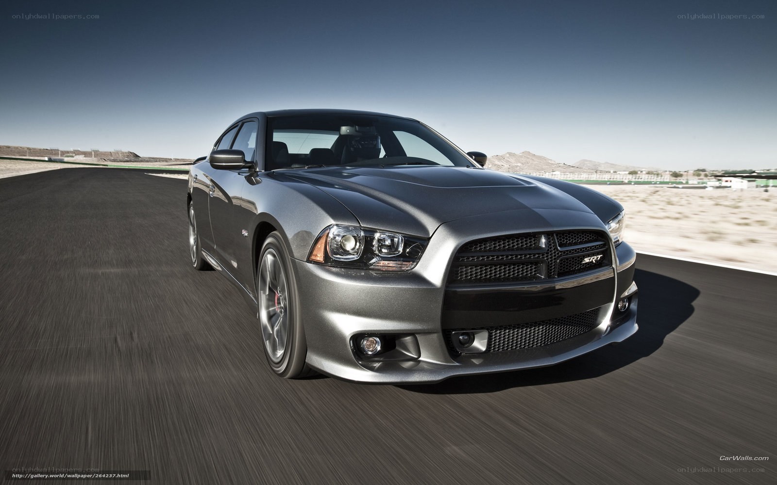silver dodge charger srt on track