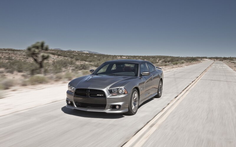 silver dodge charger srt8 on desert road