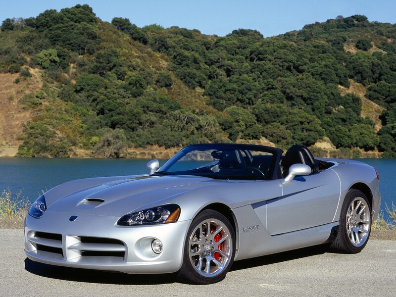 Silver Dodge Viper convertible
