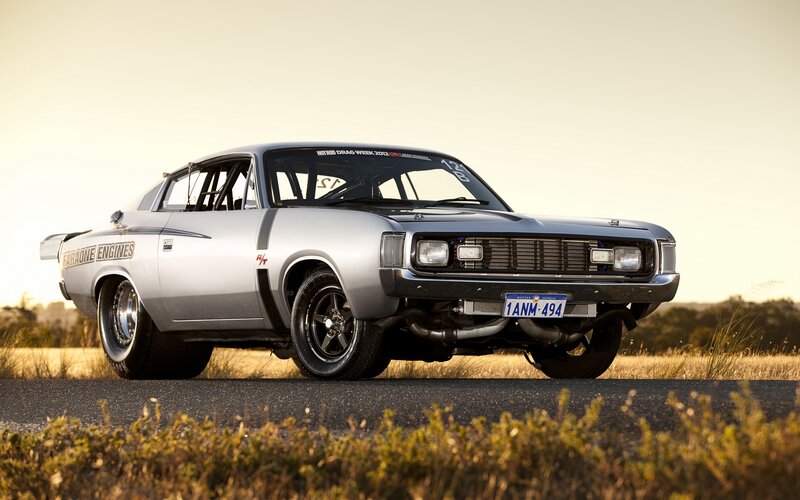 Silver Drag Racing Car — Dramatic, Sunset, Photograph