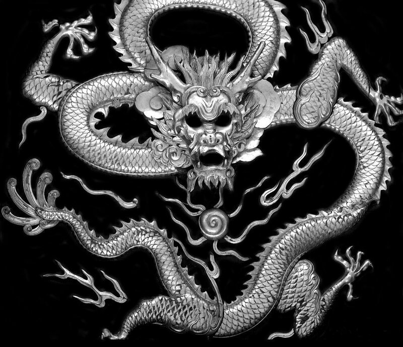 silver dragon carving