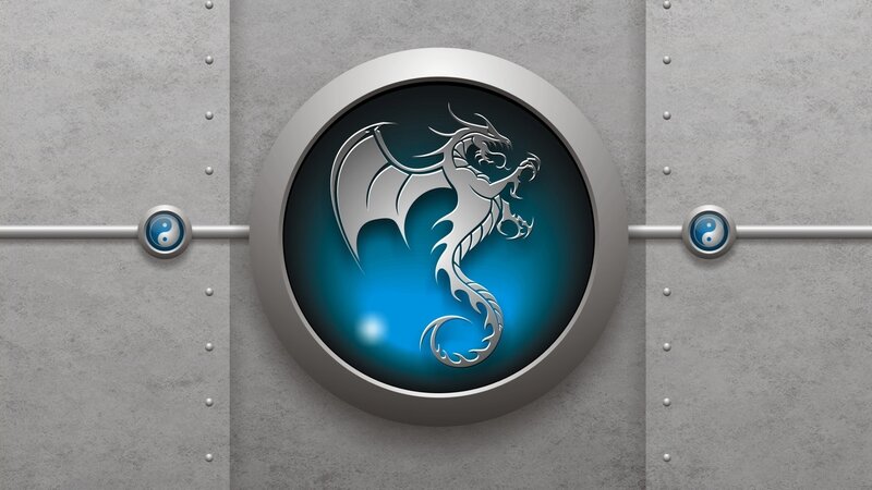 Silver Dragon Emblem — Gray, Mechanical, Digital Art