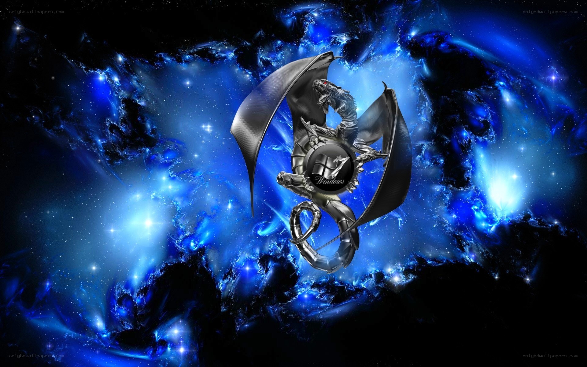 Silver dragon in cosmic space