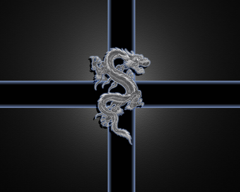 silver dragon on black background