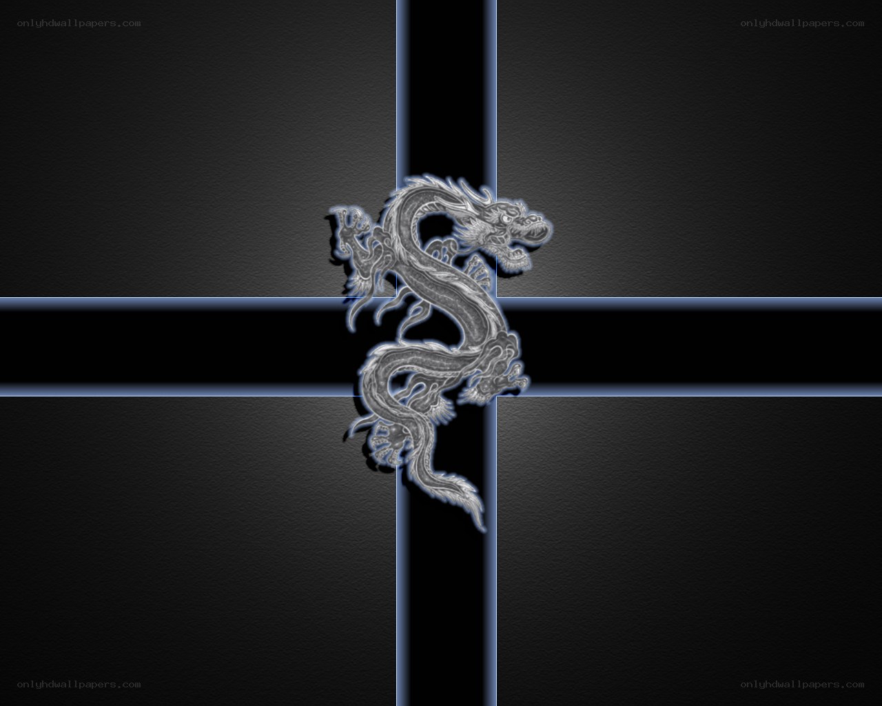 silver dragon on black background
