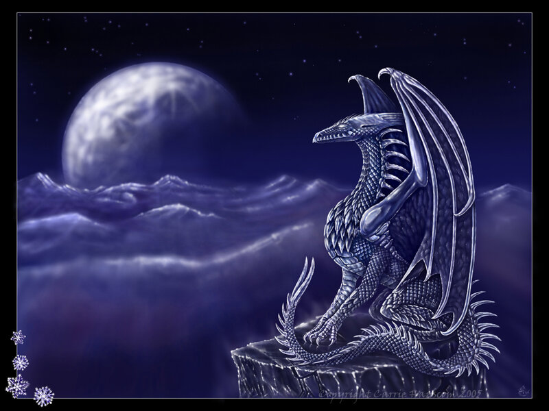 Silver Dragon on Cliff