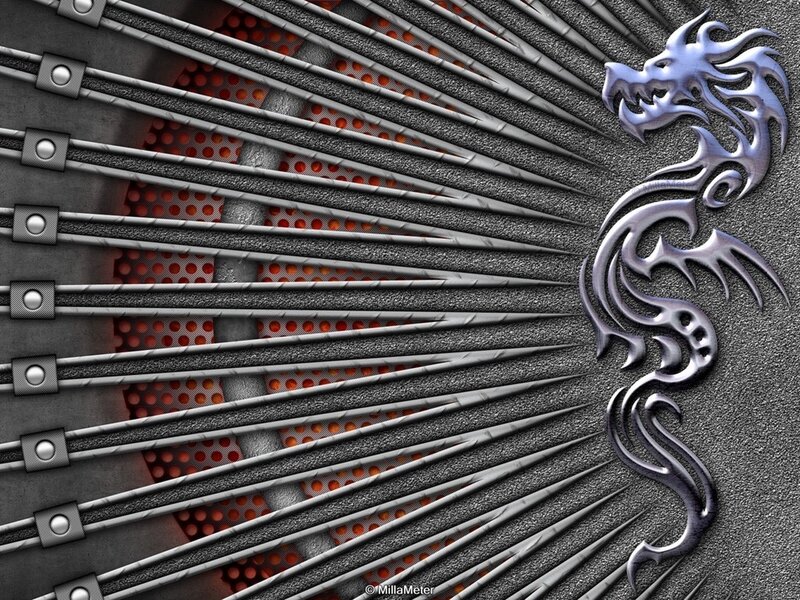 Silver Dragon on Metal