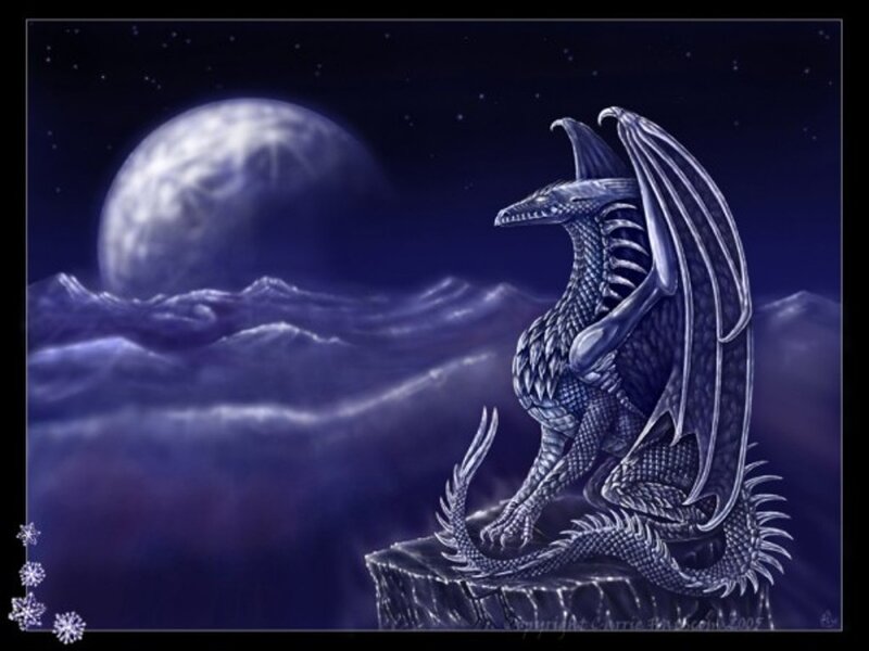 Silver Dragon on Rock