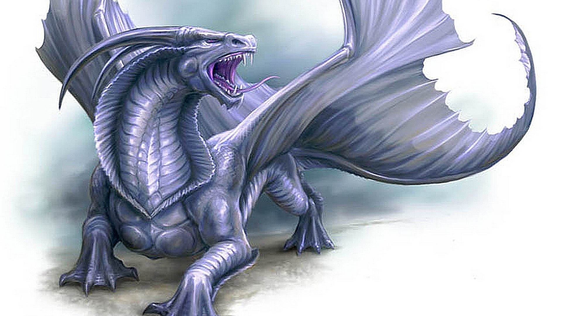 silver dragon roaring
