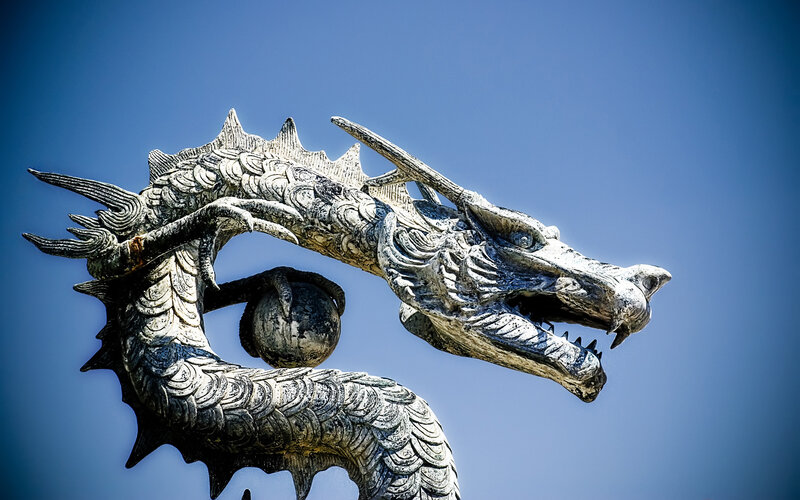 Silver Dragon Statue