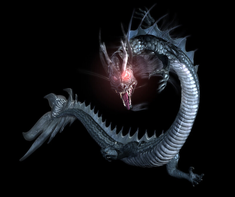 Silver Dragon with Red Eyes