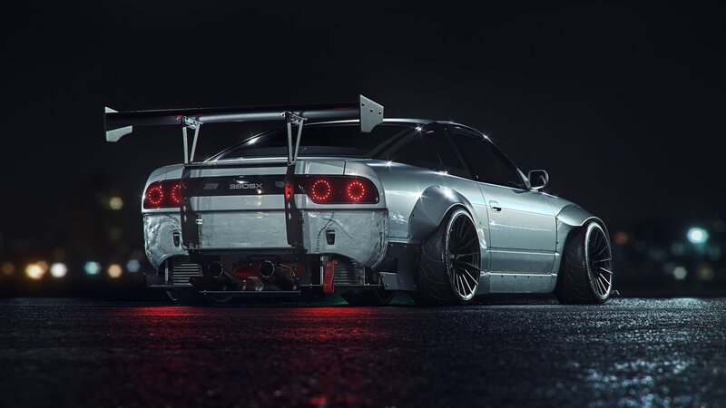Silver Drift Car — Dramatic