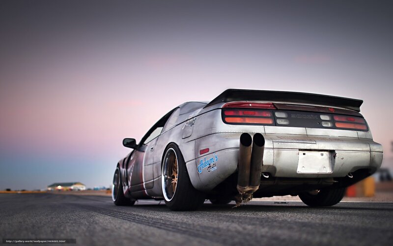 Silver Drift Car — Gray, Dramatic, Sunset