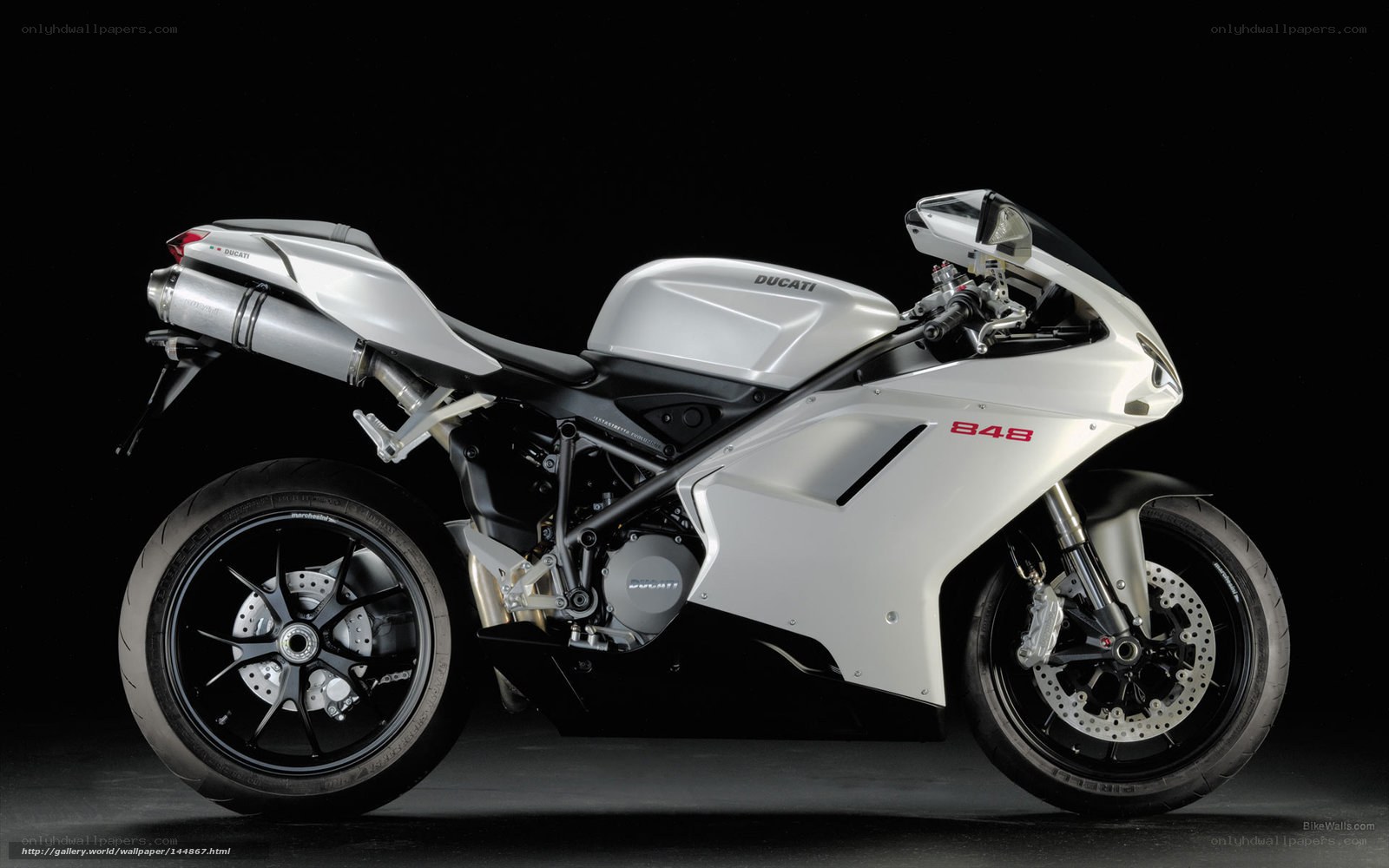 Silver Ducati 848 motorcycle