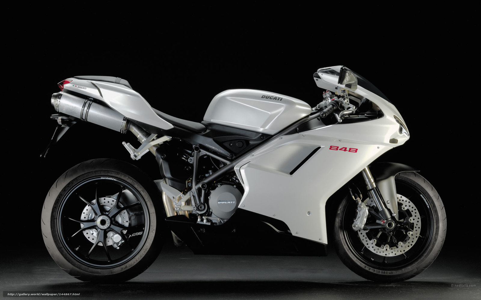 Silver Ducati 848 motorcycle