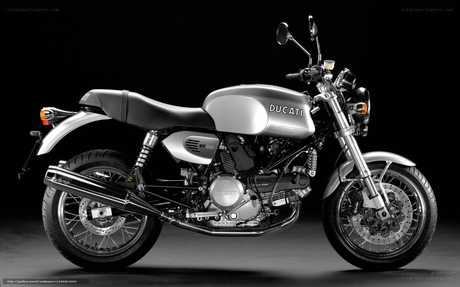 Silver Ducati GT1000 motorcycle