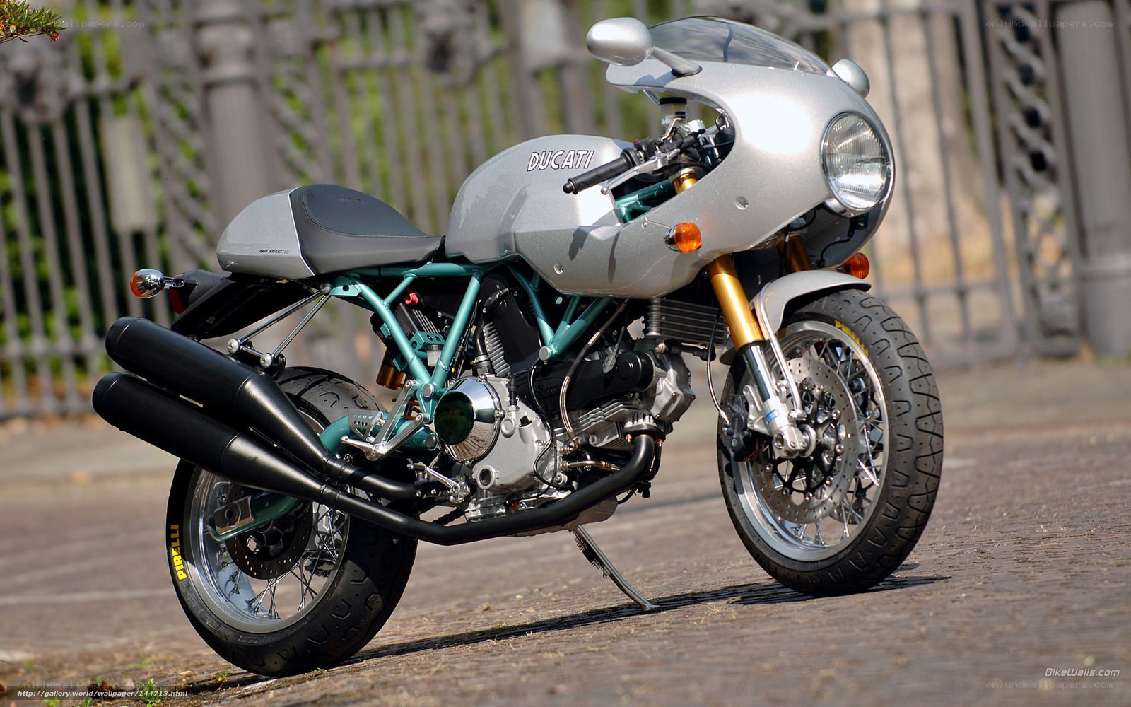 Silver Ducati motorcycle