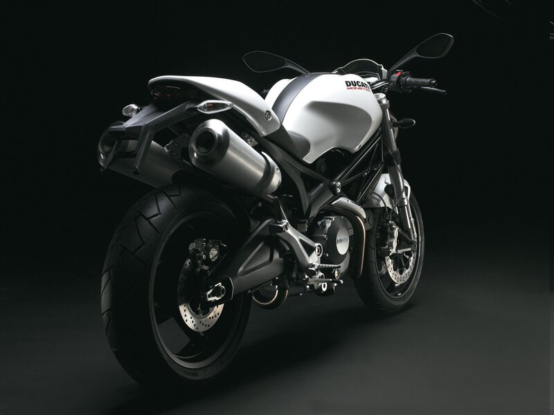 Silver Ducati Motorcycle — Black, Dramatic, Photograph, Exhaust