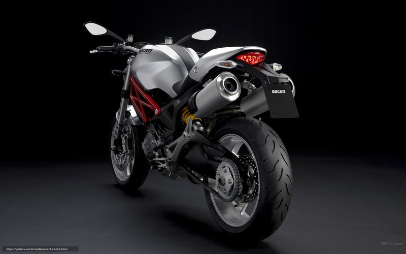 Silver Ducati Motorcycle — Black, Dramatic, Photograph