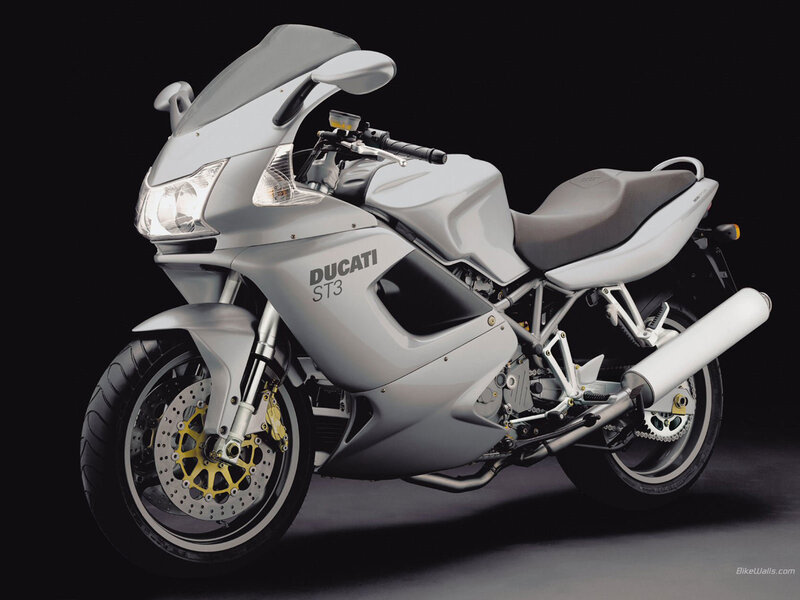 Silver Ducati ST3 motorcycle