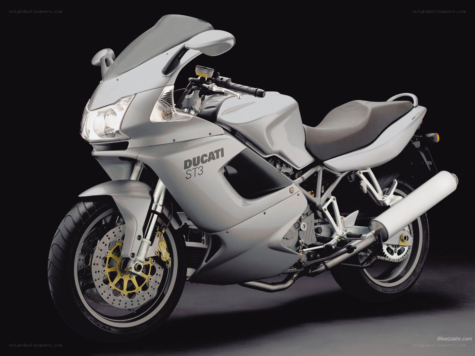 Silver Ducati ST3 motorcycle