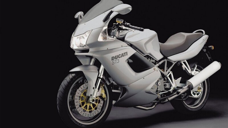 Silver Ducati ST3 Motorcycle — Gray, Dramatic