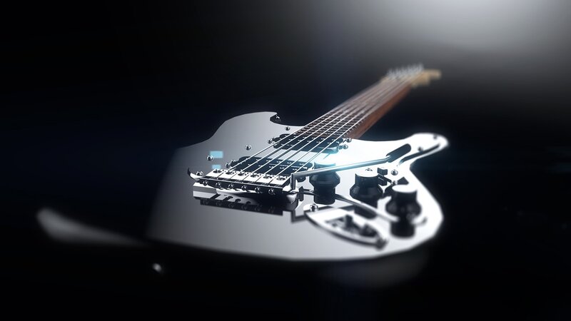 Silver Electric Bass Guitar — Black