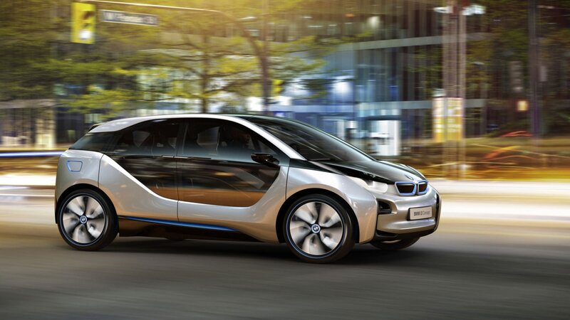 Silver Electric Car — Dynamic, Afternoon