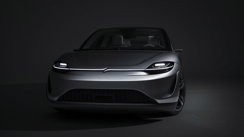 Silver Electric Car — Gray, Dramatic
